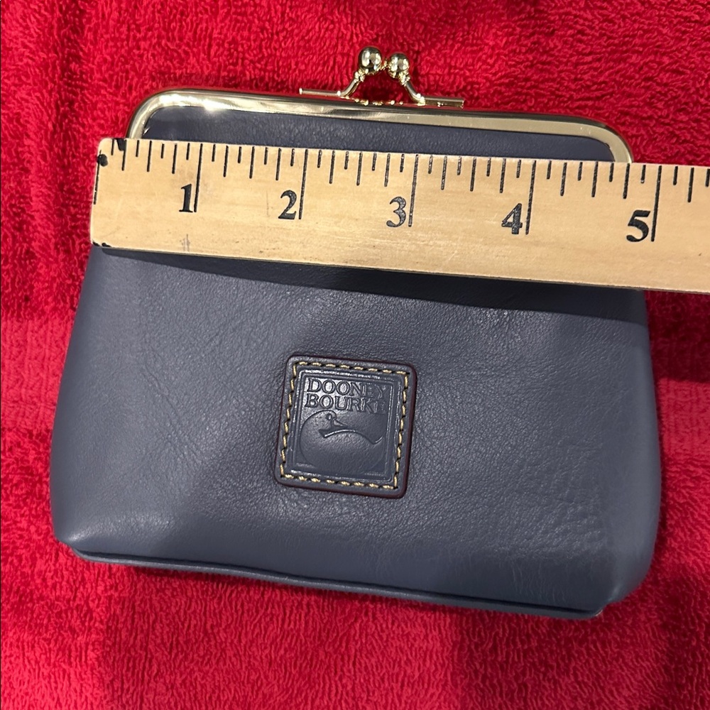 Genuine Dooney & Bourke Leather Slate Blue Satchel with Brown Leather Accents - Picture 7 of 11